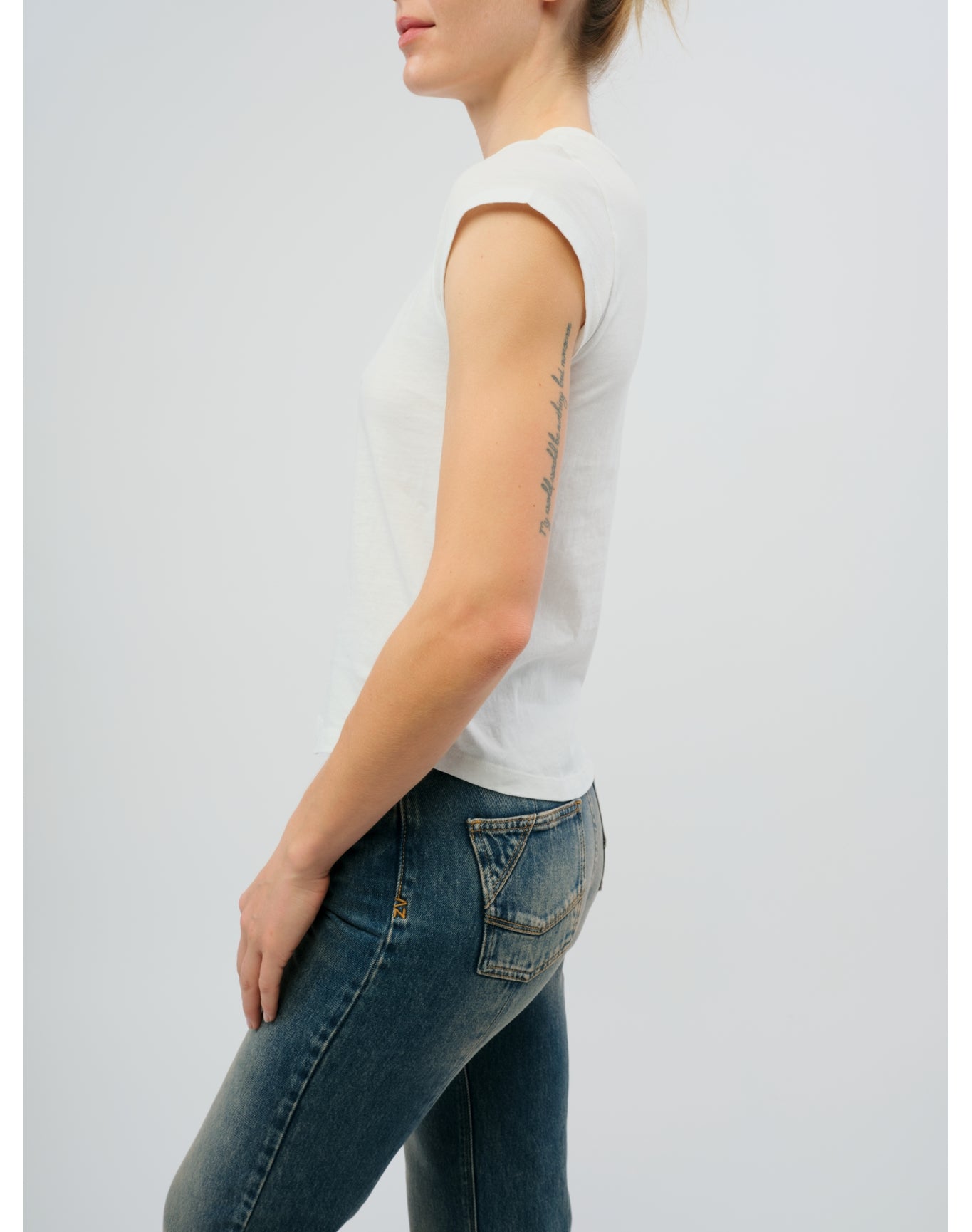 Skinny HC Heart Strass T-Shirt | Beige