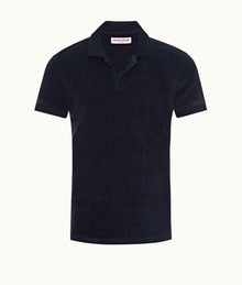 Jarrett Towelling Classic Fit Towelling Polo Shirt | Night Iris