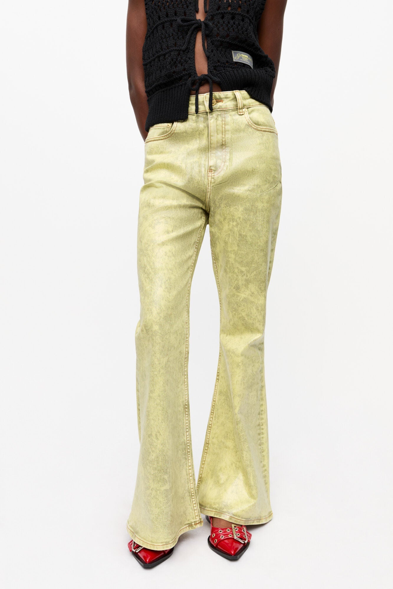 Jeans in Green Foil | Golden Cypress