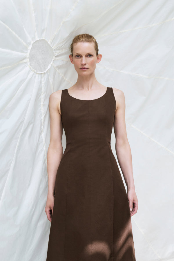 Front image of a woman wearing the Jess Dress in Date | Exclude
