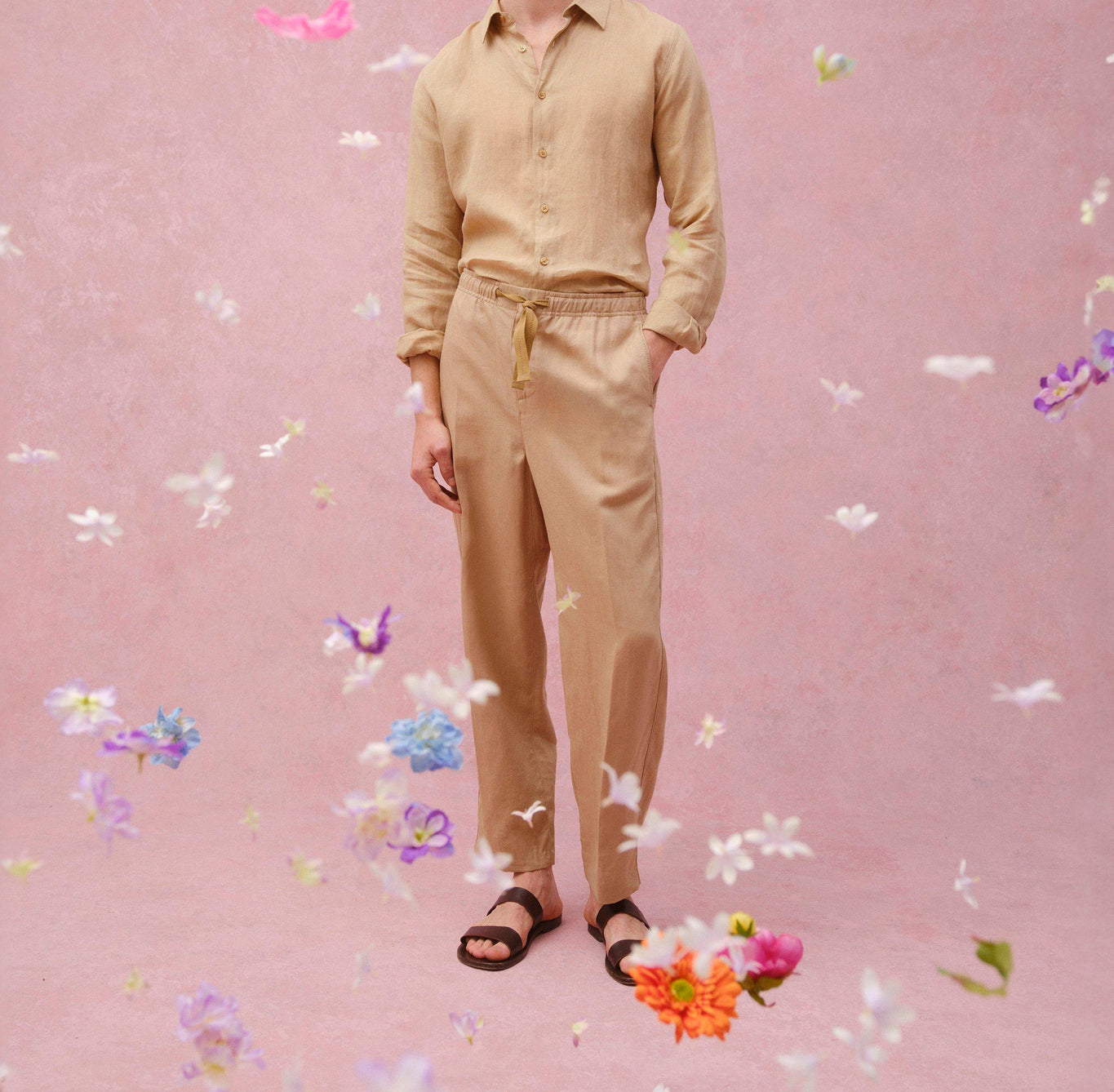 Justin Linen Relaxed Fit Luxury Italian Linen Shirt | Biscuit