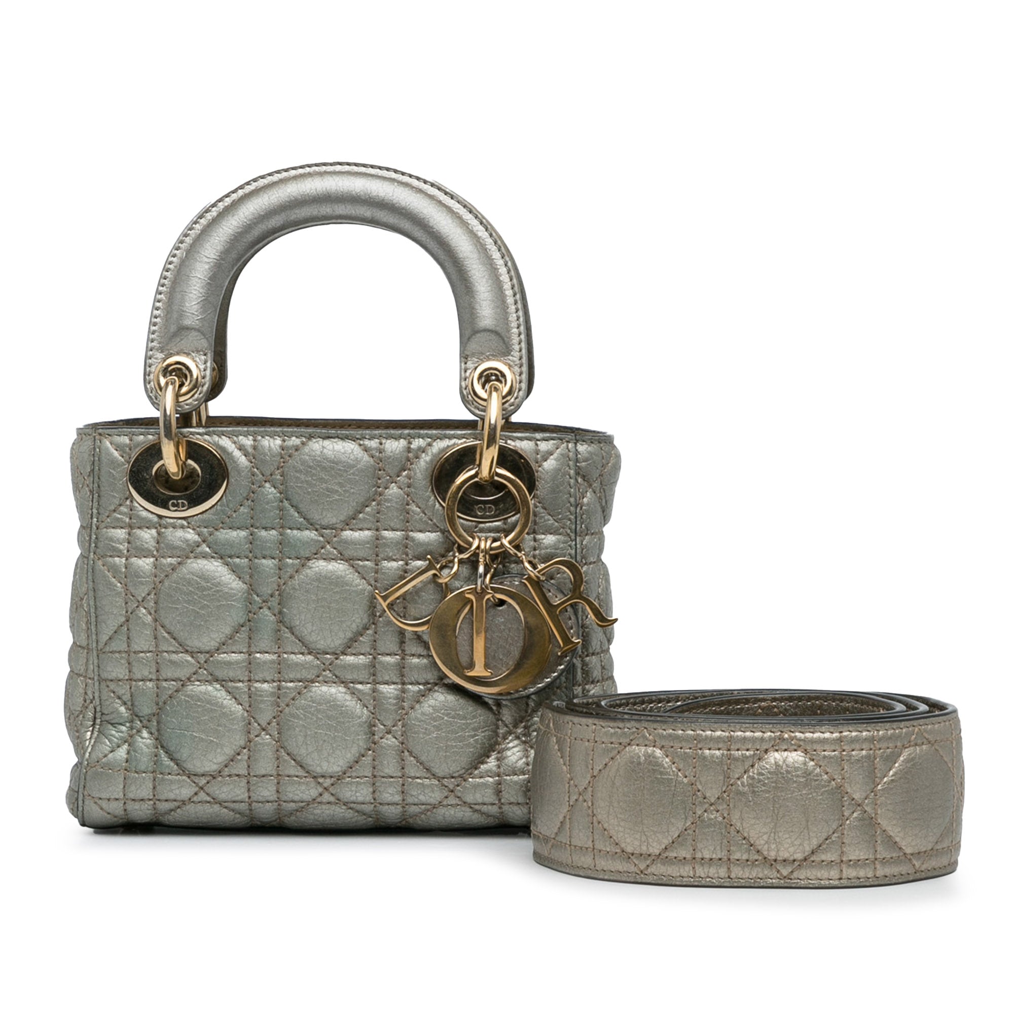 Dior | Pre-Owned Mini Lambskin Cannage Supple Lady | Gray