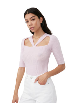 Soft Wool Cut Out Top | Pink Tulle