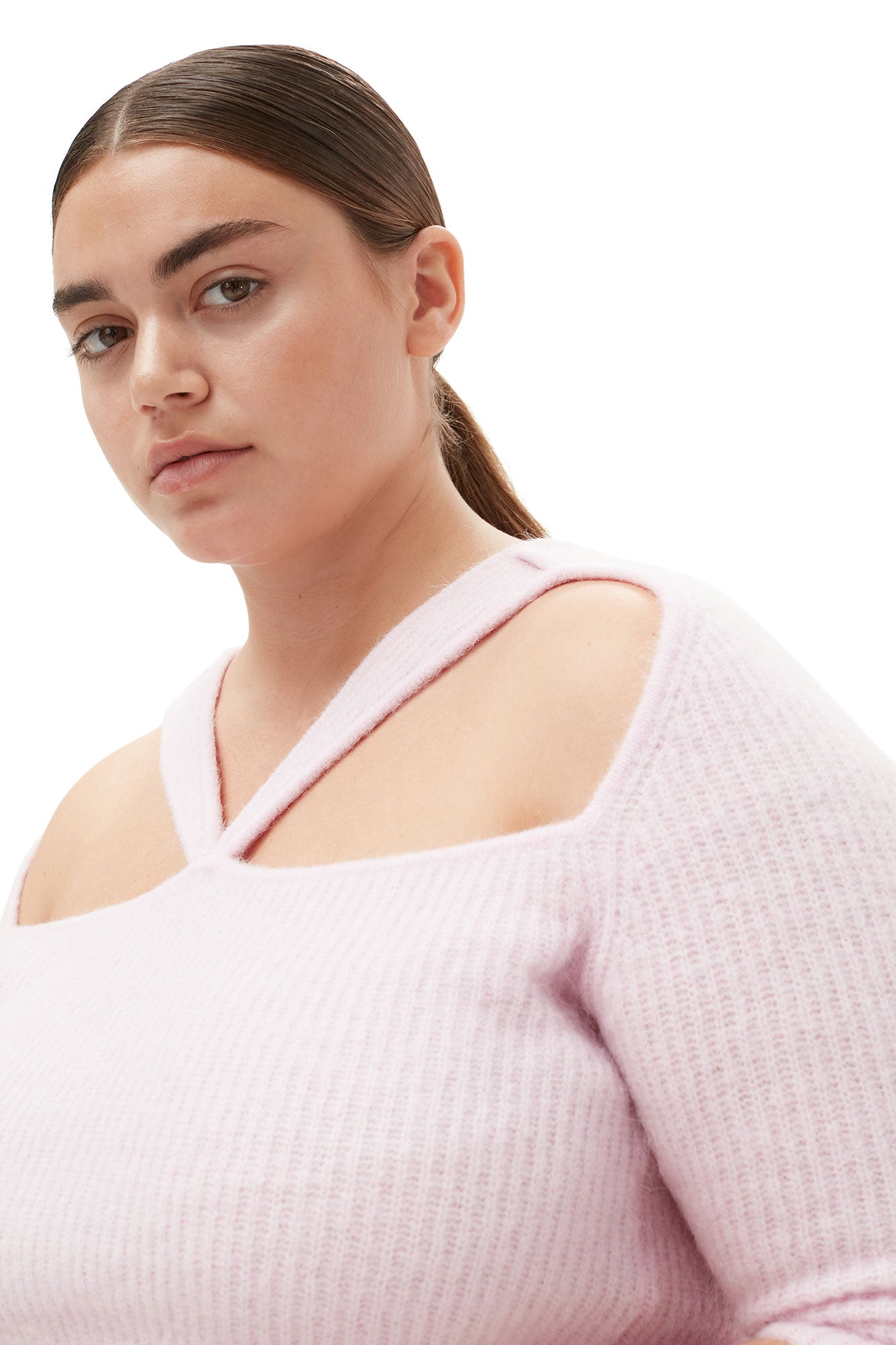 Soft Wool Cut Out Top | Pink Tulle