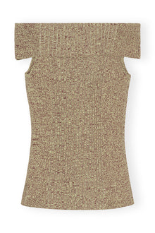 Melange Knit Off Shoulder Top | Brandy Brown