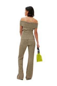 Melange Knit Off Shoulder Top | Brandy Brown