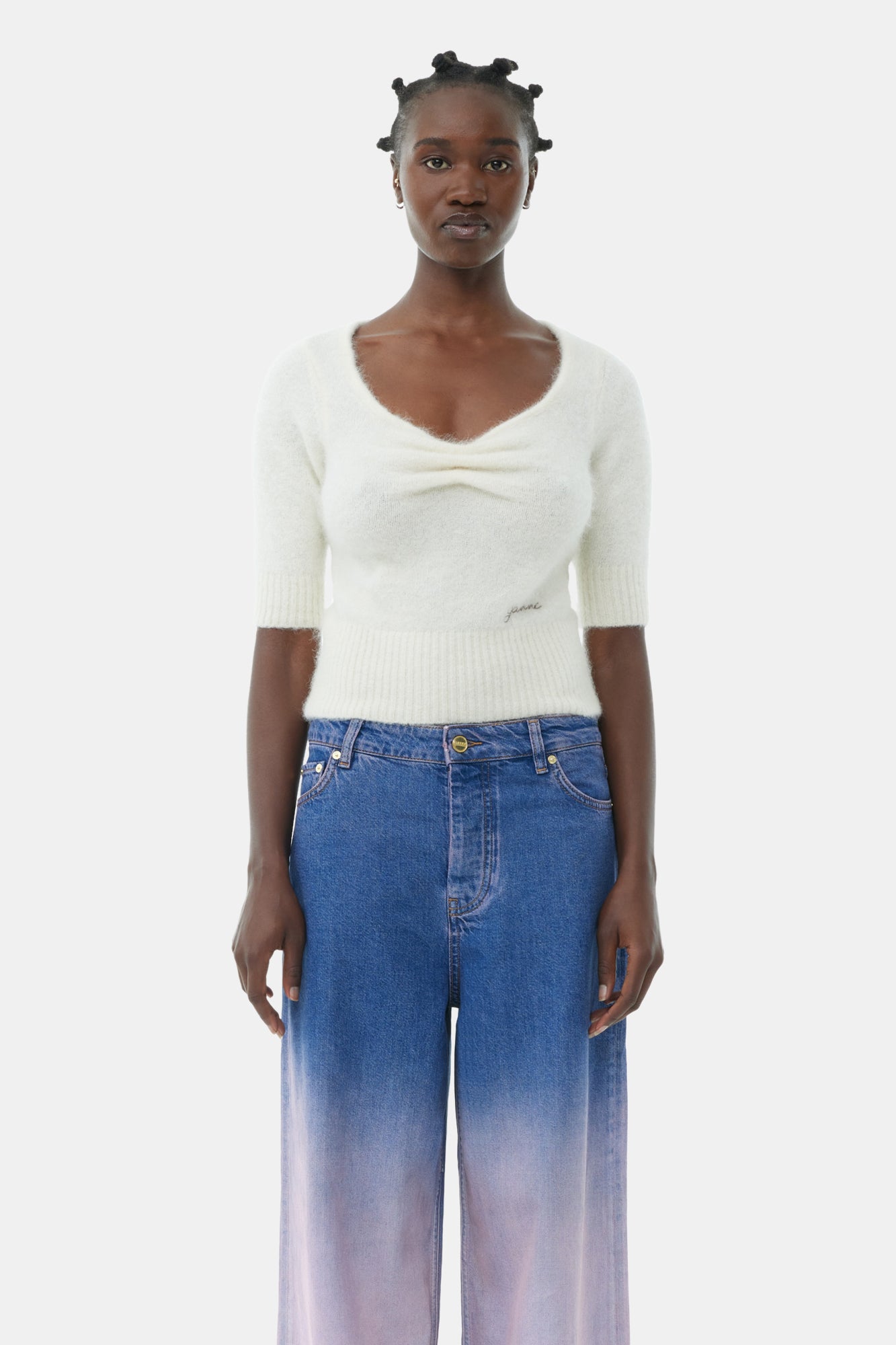 Brushed Alpaca Top | Egret