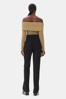 Sparkle Doubleface Off Shoulder Blouse | Gold