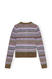 Soft Wool Stripe Cardigan | Military Olive