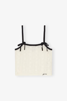 Cashmere Mix Cable Knit Top | Egret