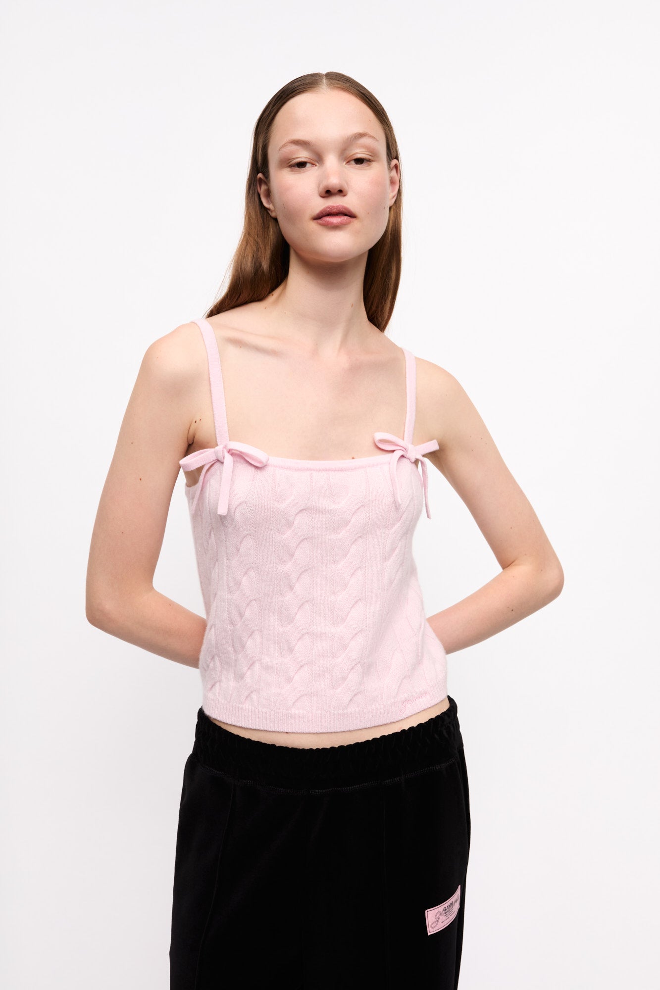Cashmere Mix Strap Top | Mauve Chalk