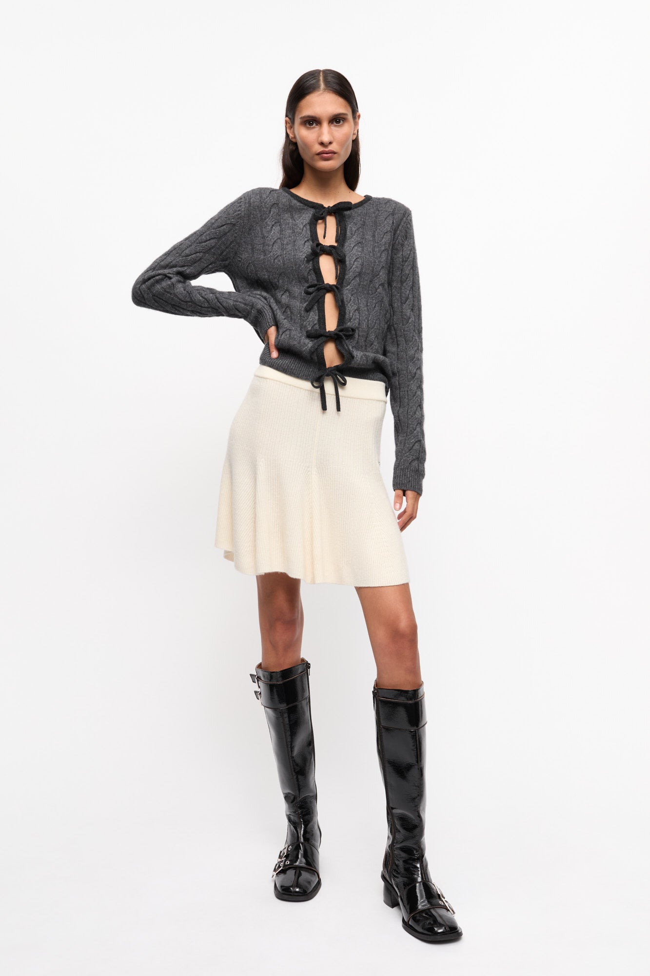 Cashmere Mix Mini Skirt | Egret