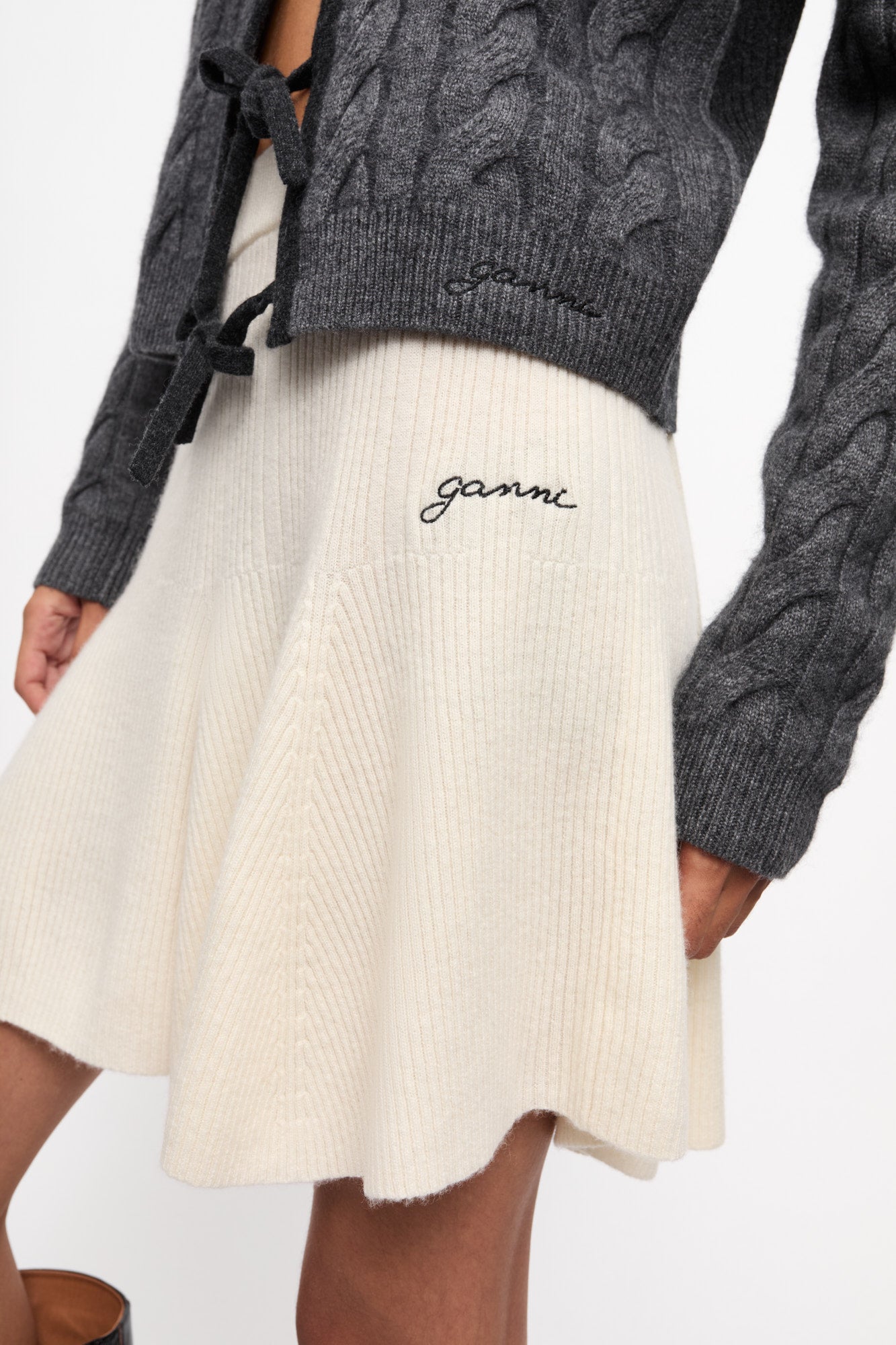 Cashmere Mix Mini Skirt | Egret