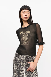 Sheer Jacquard Top | Black