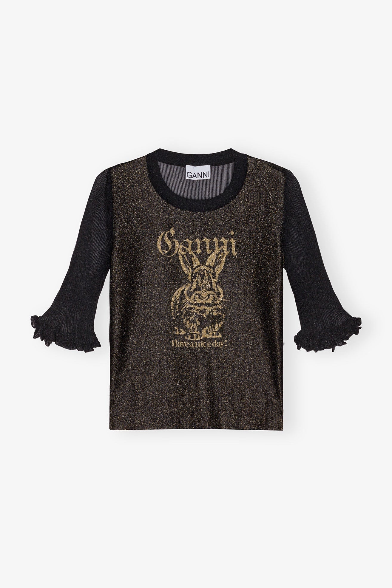 Sheer Jacquard Top | Black