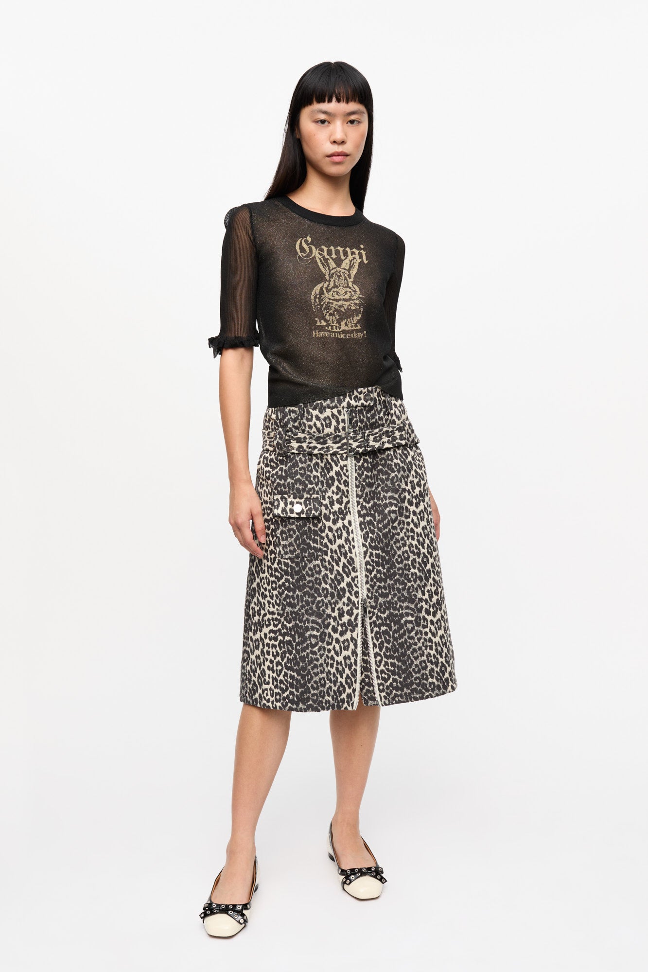 Sheer Jacquard Top | Black