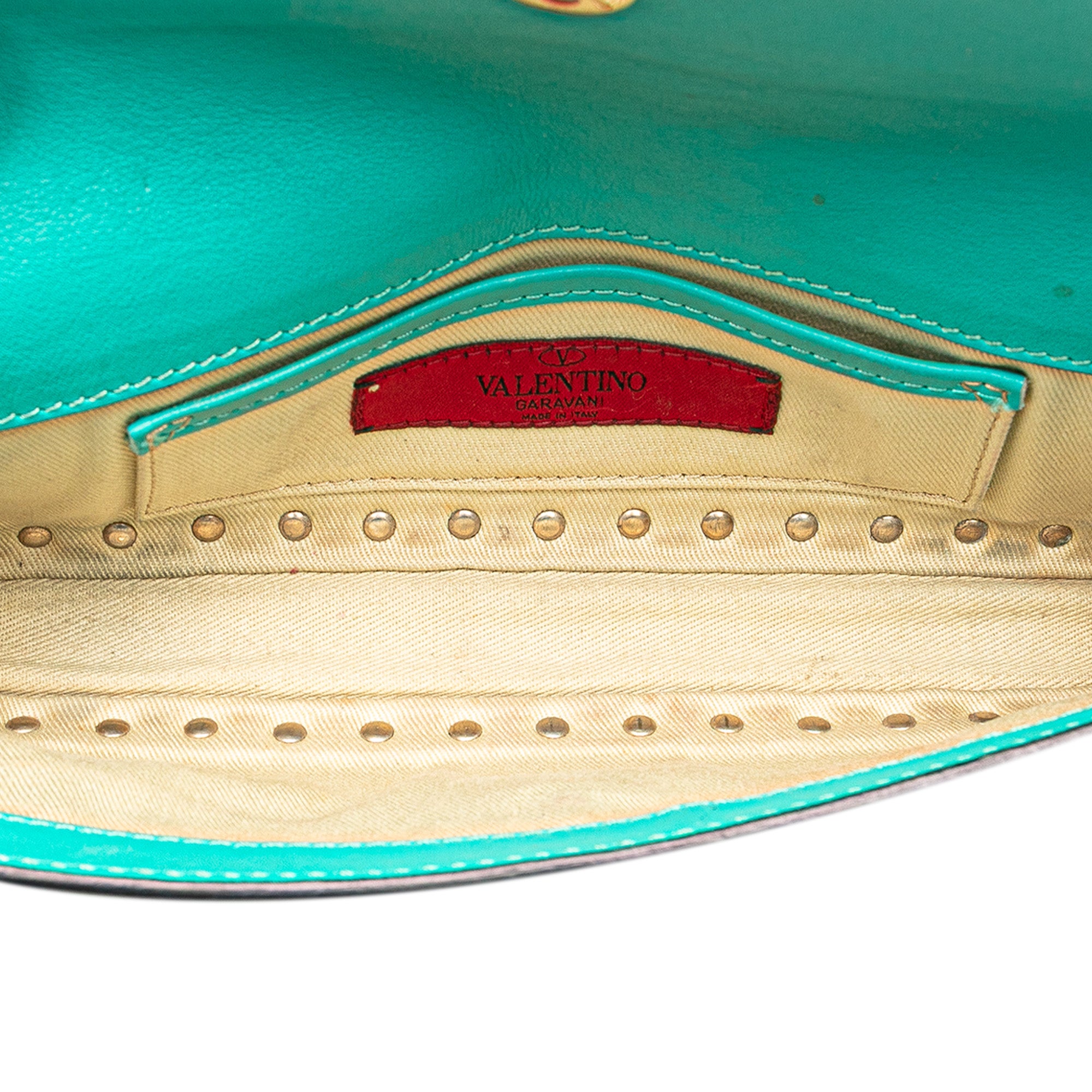 Valentino | Pre-Owned Nappa Rockstud Bangle Clutch | Blue/Turquoise