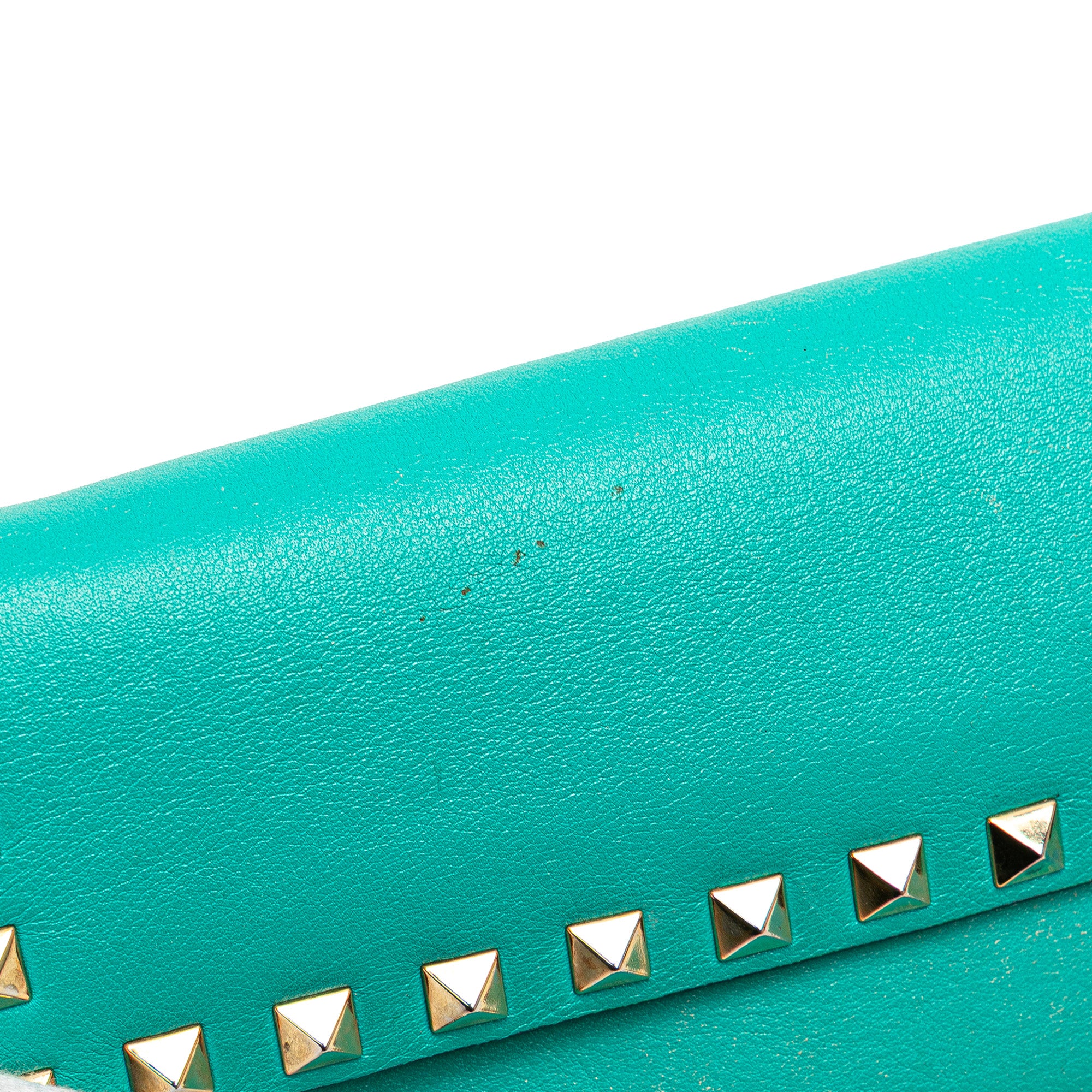 Valentino | Pre-Owned Nappa Rockstud Bangle Clutch | Blue/Turquoise