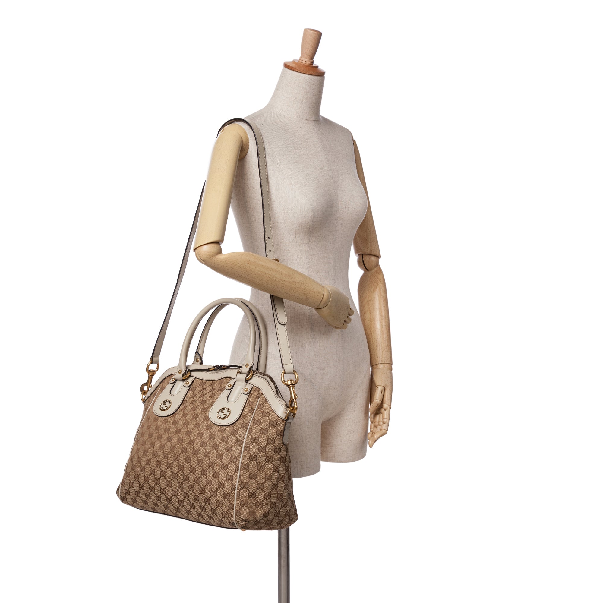 Gucci | Pre-Owned GG Canvas Scarlett Satchel | Brown/Beige/WhiteWhite