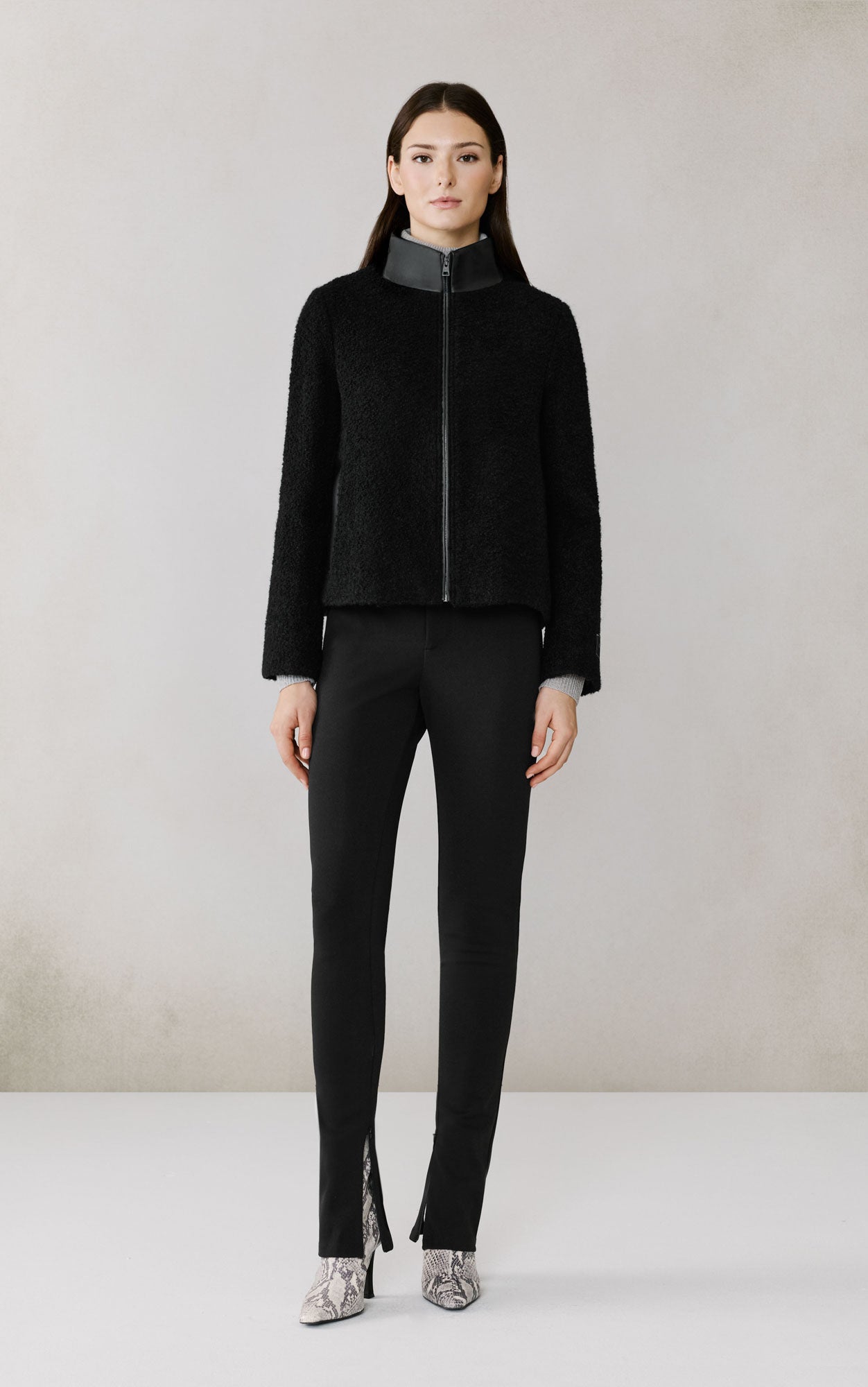 Kaitlyn Boucle Trapez Jacket In Wool | Black