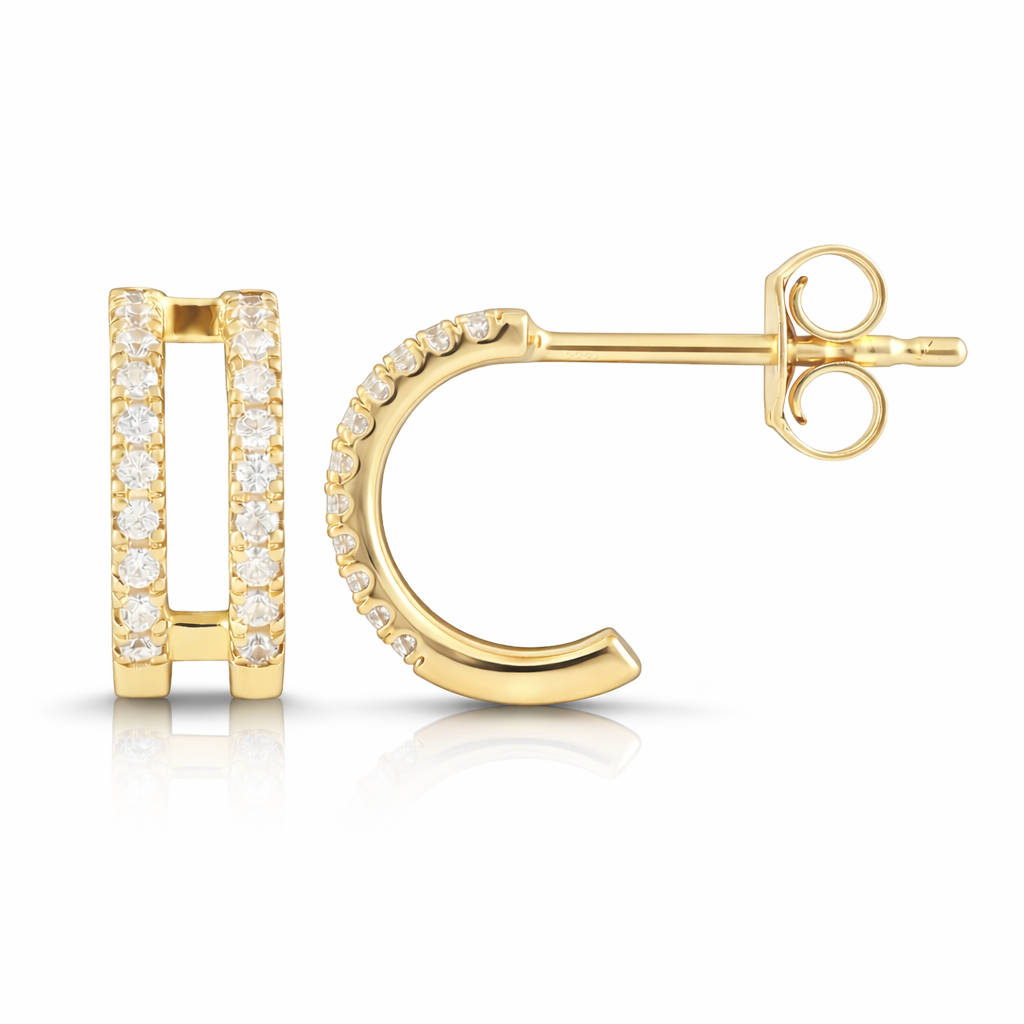 0.20 CT Round Natural Diamond | Stud Earrings | 10K Yellow Gold | I Color | I1 Clarity