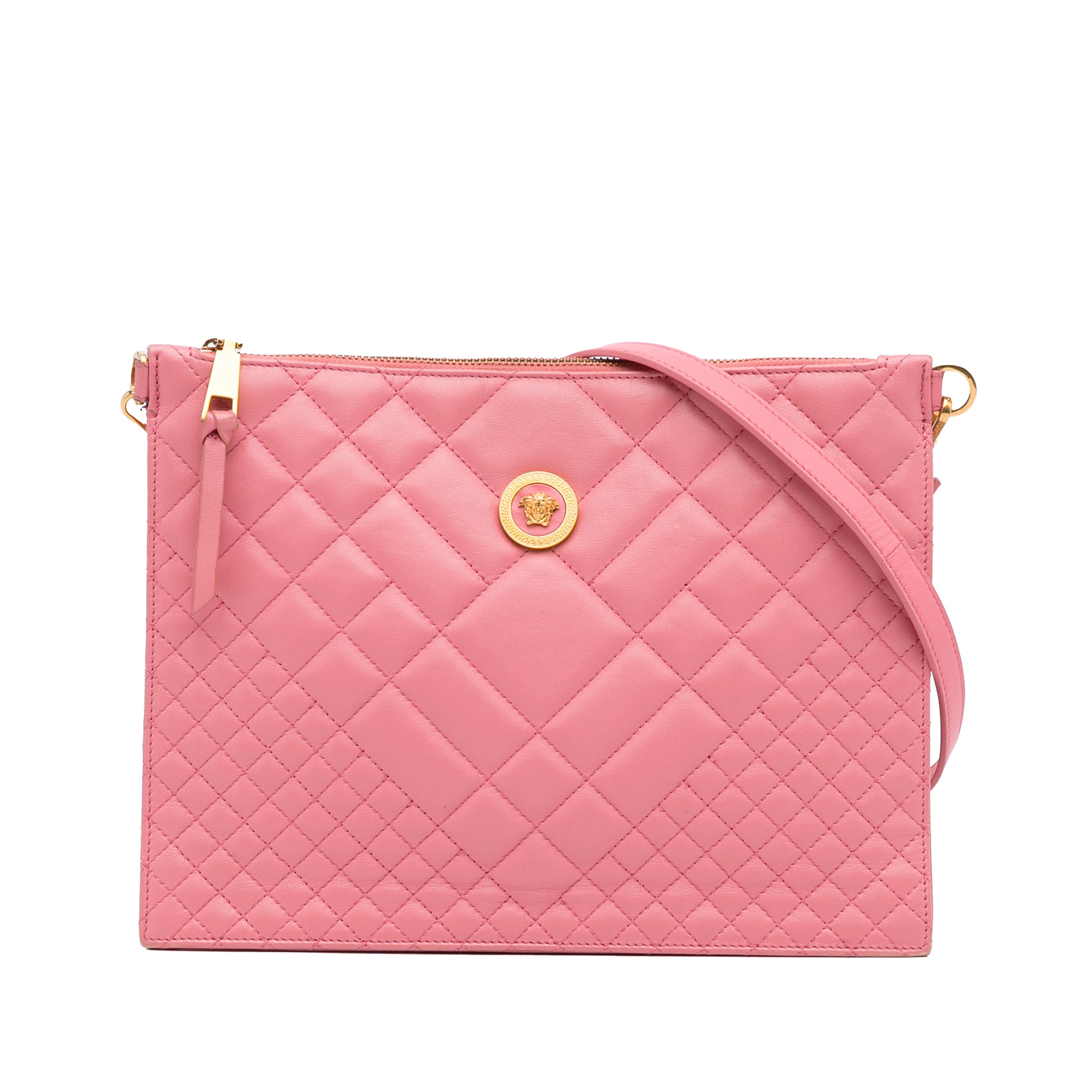Versace | Pre-Owned Quilted Medusa Crossbody | Pink