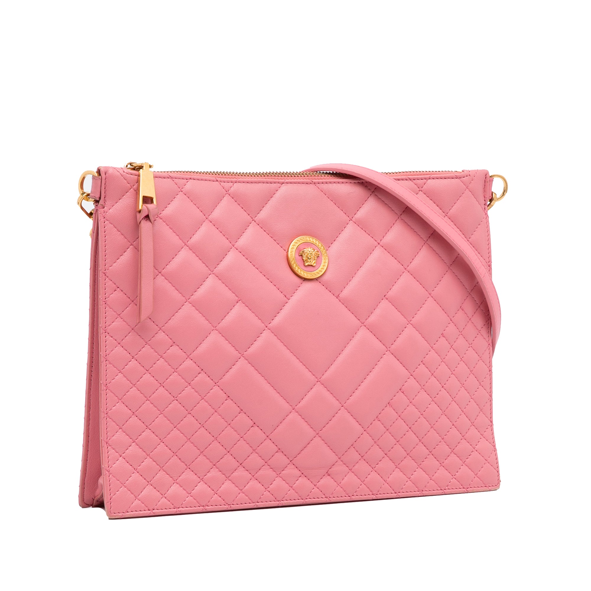 Versace | Pre-Owned Quilted Medusa Crossbody | Pink