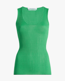 Another Tomorrow Fitted Tank Knit in Kelly Green – Viscose Women's Knitwear