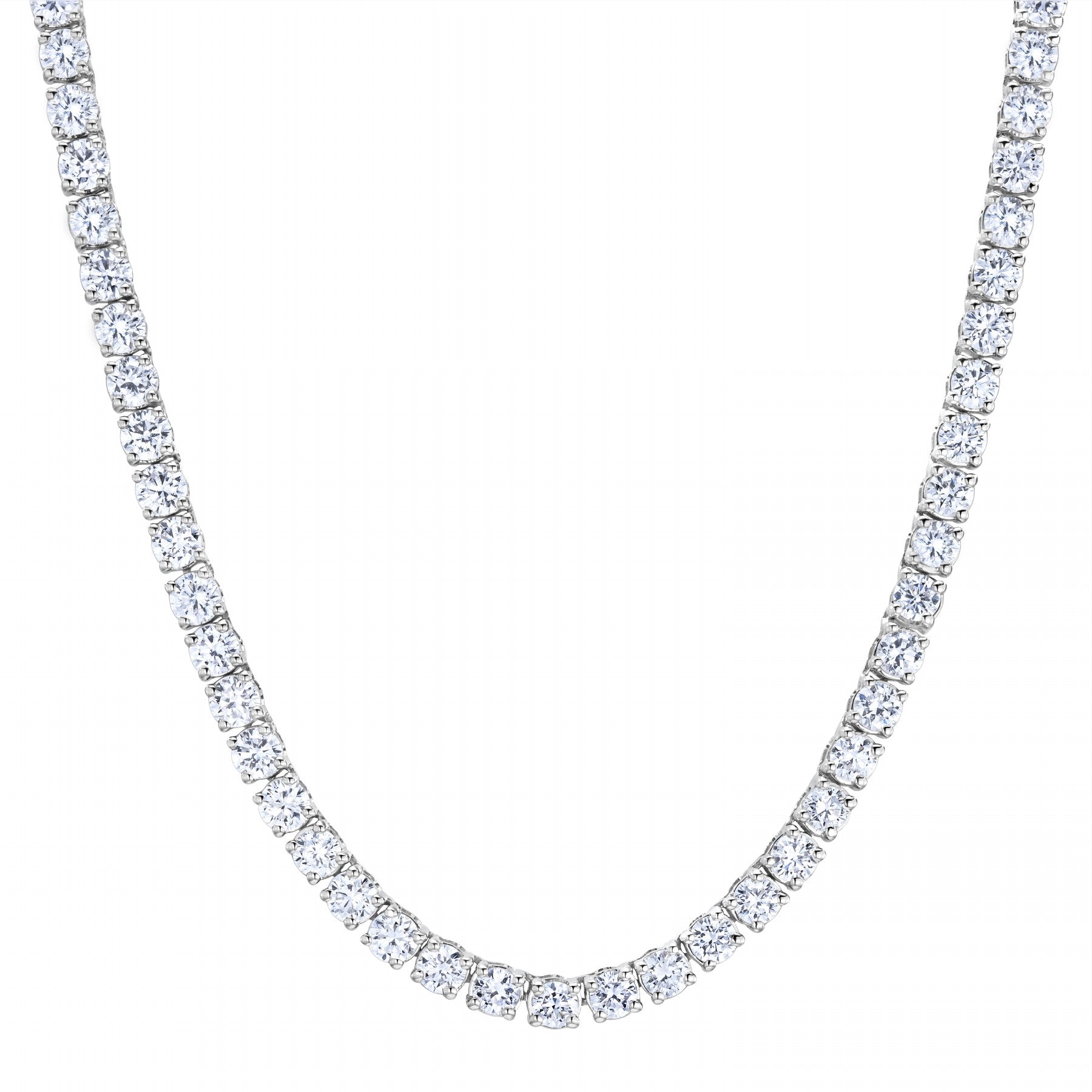 Womens | Tennis Necklace | 14K White Gold | 7 CTW Round Cut Lab Grown Diamond | F-VS