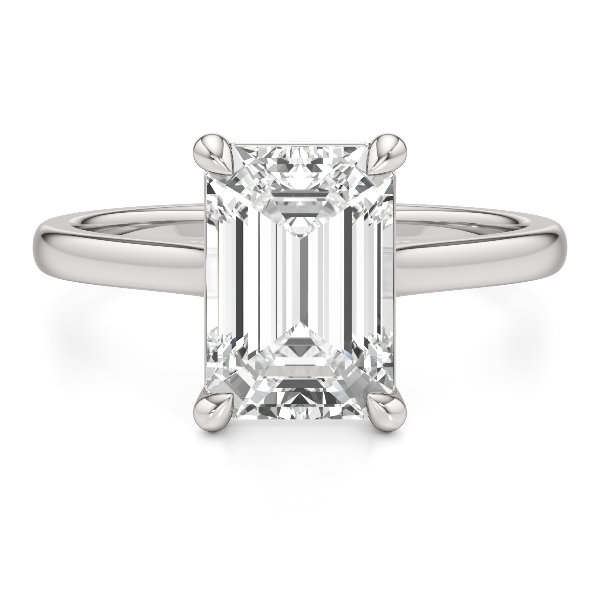 Womens | Solitaire Engagement Ring | 14K White Gold | 3 CTW Emerald Cut Lab Grown Diamond | G-VS