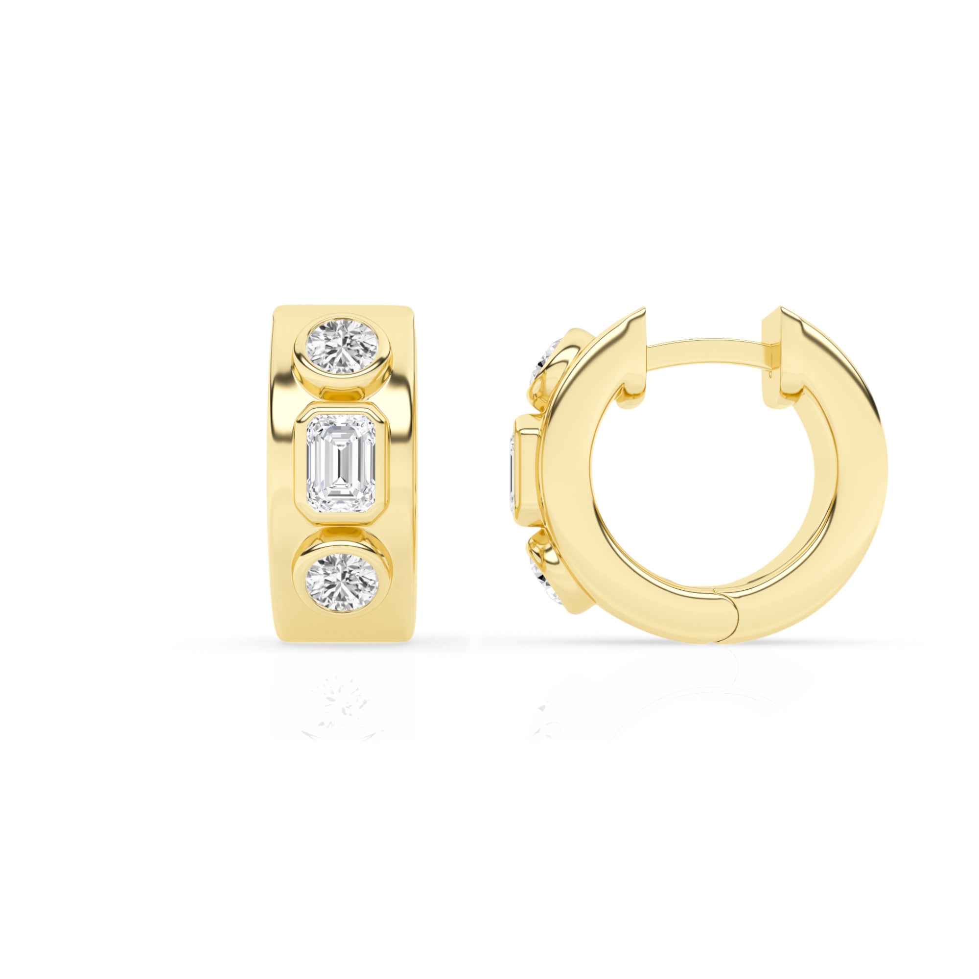 Womens | Hoop Earrings - II | 14K Gold Plated over Silver | 1 CTW Round Cut Lab Grown Diamond | F-VS