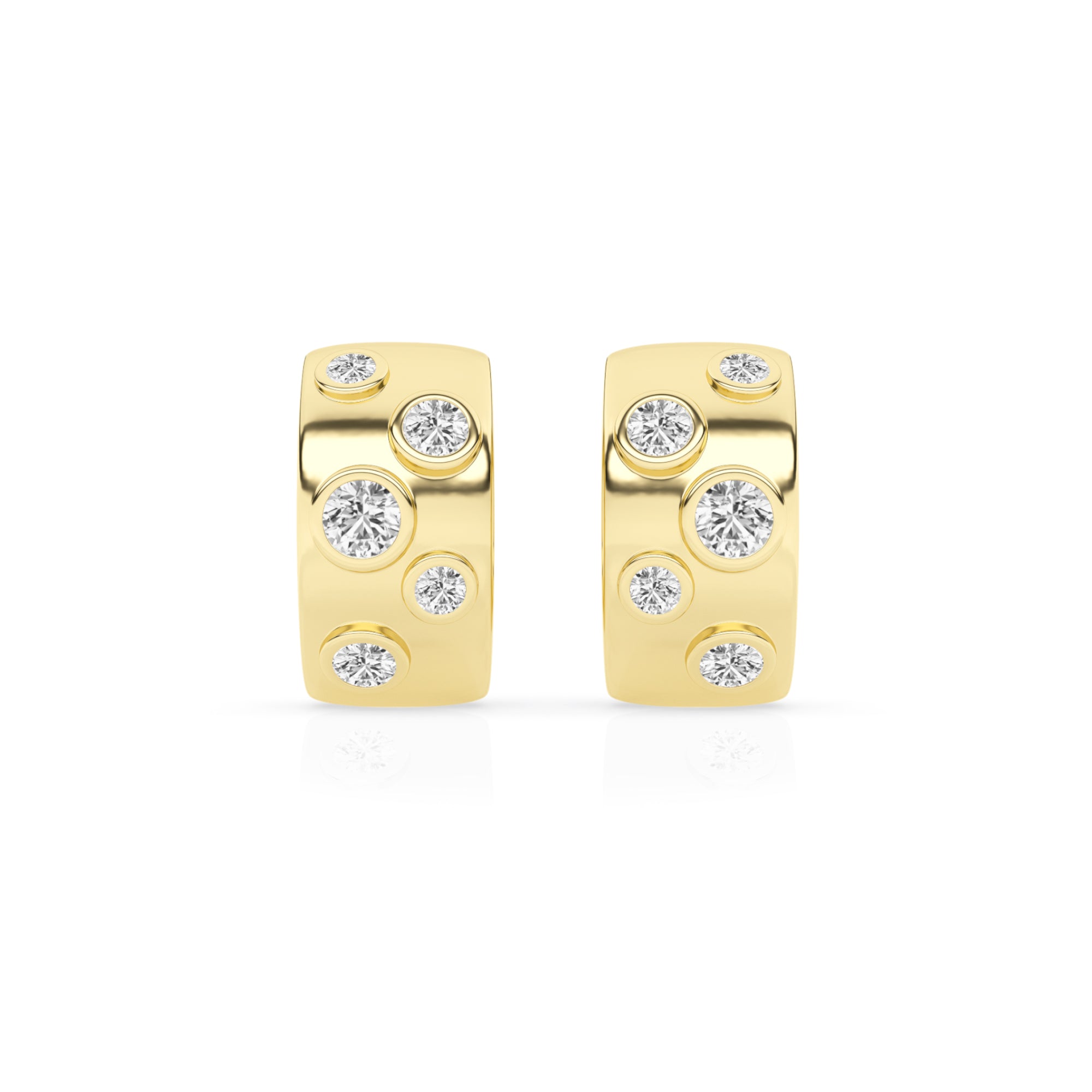 Womens | Hoop Earrings - I | 14K Gold Plated over Silver | 1 CTW Round Cut Lab Grown Diamond | F-VS