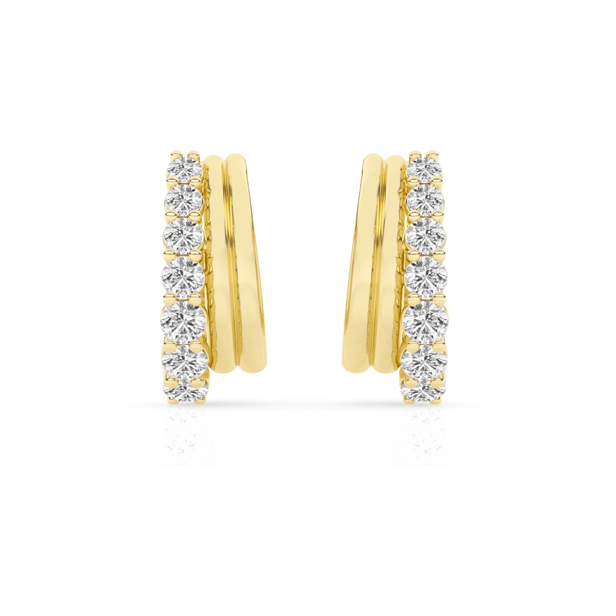 Womens | Hoop Earrings | 14K Gold Plated over Silver | 1.25 CTW Round Cut Lab Grown Diamond | F-VS