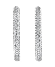 Womens | Inside Out Hoop Earrings | 14K White Gold | 3 CTW Round Cut Lab Grown Diamond | I-J-I1