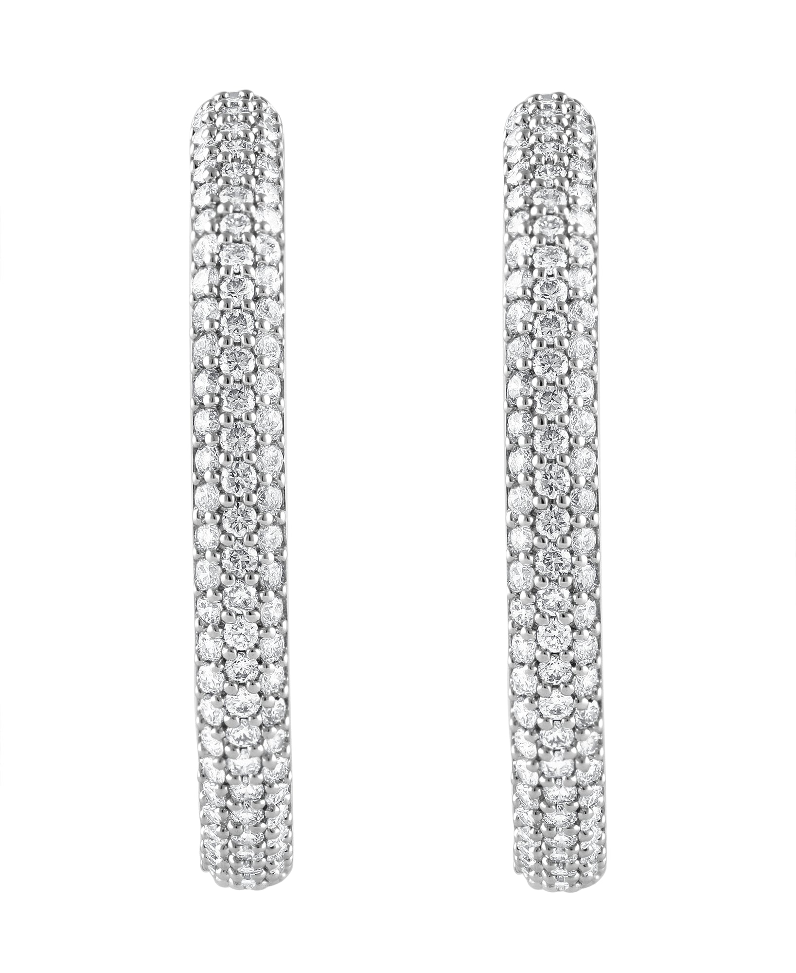 Womens | Inside Out Hoop Earrings | 14K White Gold | 3 CTW Round Cut Lab Grown Diamond | I-J-I1