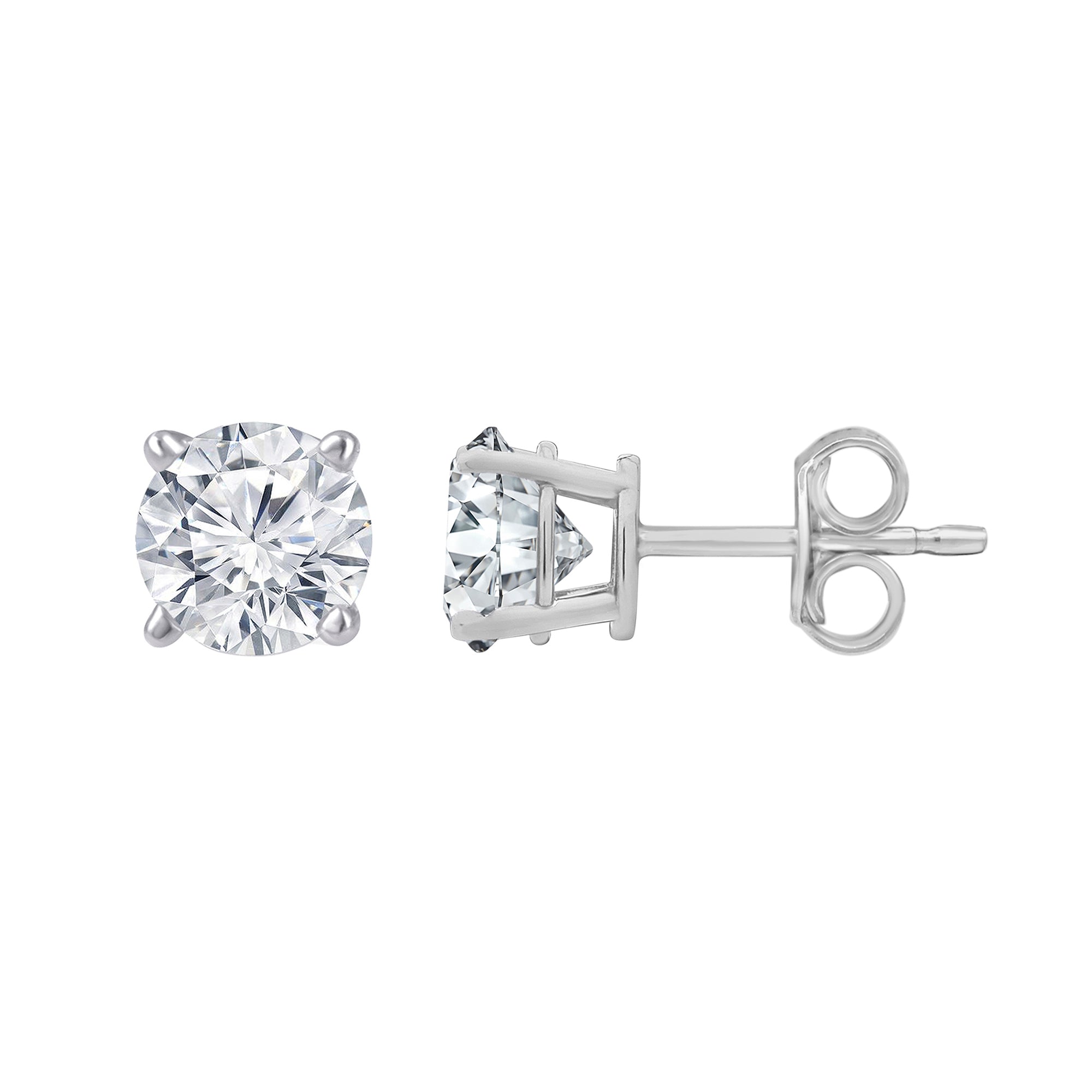 Womens | Stud Earrings | 14K White Gold | 4 CTW Round Cut Lab Grown Diamond | G-VS