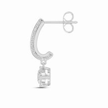 Womens | Half Hoop Earrings | 14K White Gold | 0.70 CTW Round Cut Lab Grown Diamond | F-VS