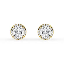 Womens | Stud Earrings | 14K Yellow Gold | 1.60 CTW Round Cut Lab Grown Diamond | F-VS