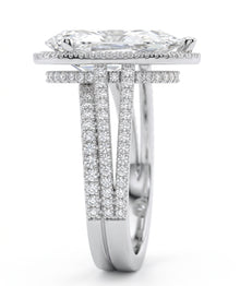 Womens | Bridal Set | 14K White Gold | 8.40 CTW Pear Cut Lab Grown Diamond | F-VS