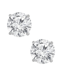 Womens | Stud Earrings | 14K White Gold | 5 CTW Round Cut Lab Grown Diamond | I-J-VS-SI1