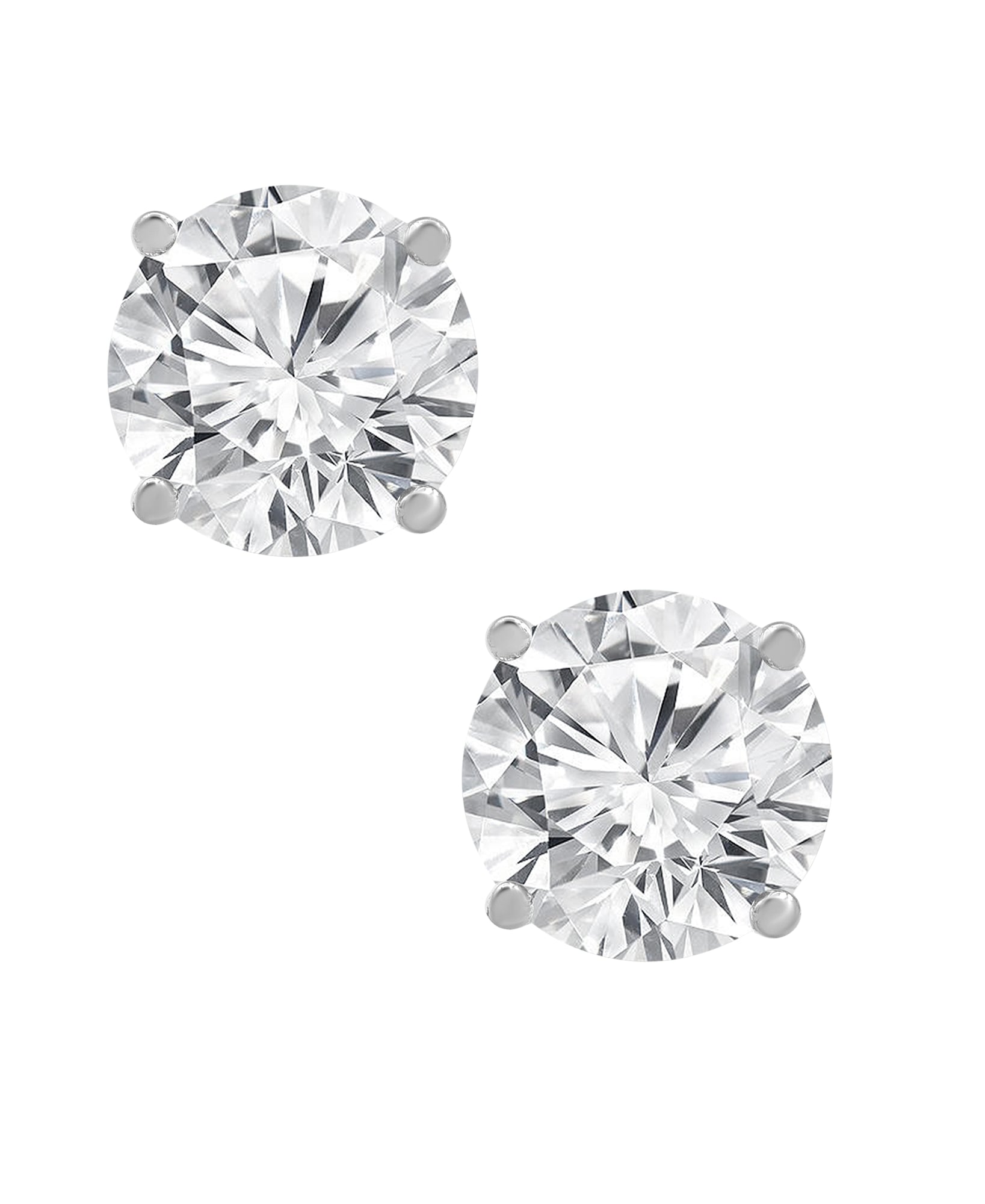 Womens | Stud Earrings | 14K White Gold | 5 CTW Round Cut Lab Grown Diamond | I-J-VS-SI1