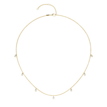 Womens | Station Necklace | 14K Yellow Gold | 1 CTW Pear Cut Lab Grown Diamond | F-VS2