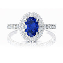 Womens | Halo Engagement Ring | 14K White Gold | 2.45 CTW Oval Cut Lab Grown Diamond | Blue-VS1