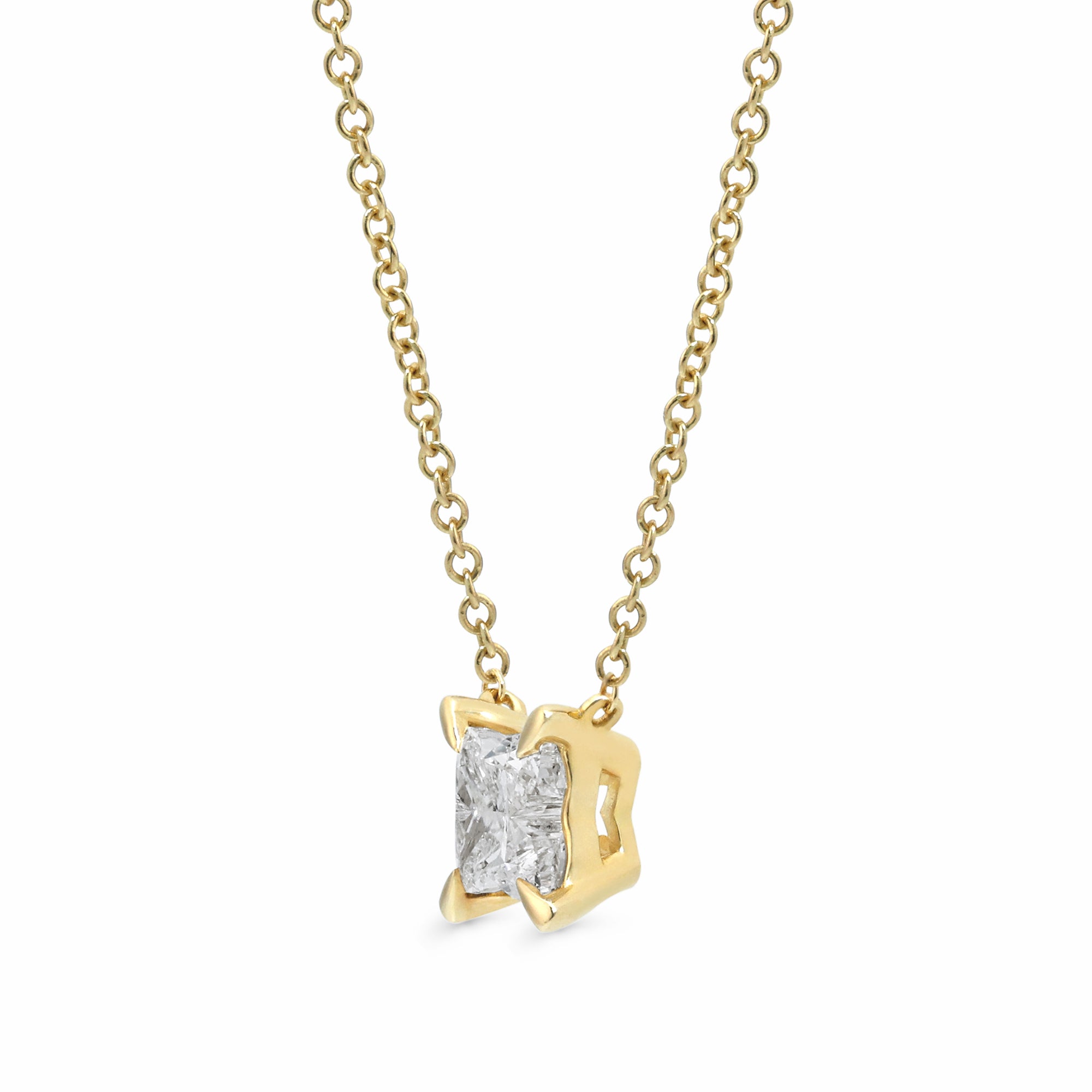 Womens | Floral Pendant Necklace | 14K Yellow Gold | 1 CTW Flower Cut Lab Grown Diamond | G-VS