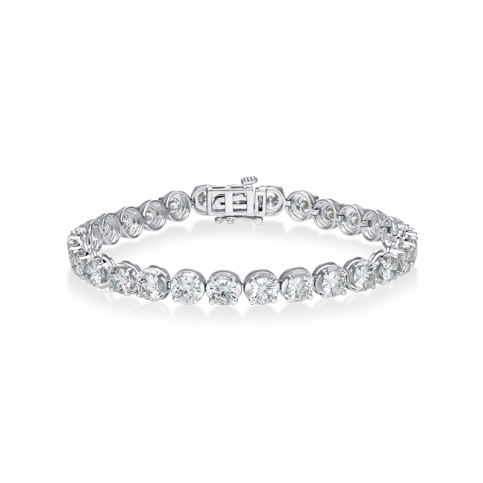 Womens | Tennis Bracelet | 14K White Gold | 12 CTW Round Cut Lab Grown Diamond | F-VS