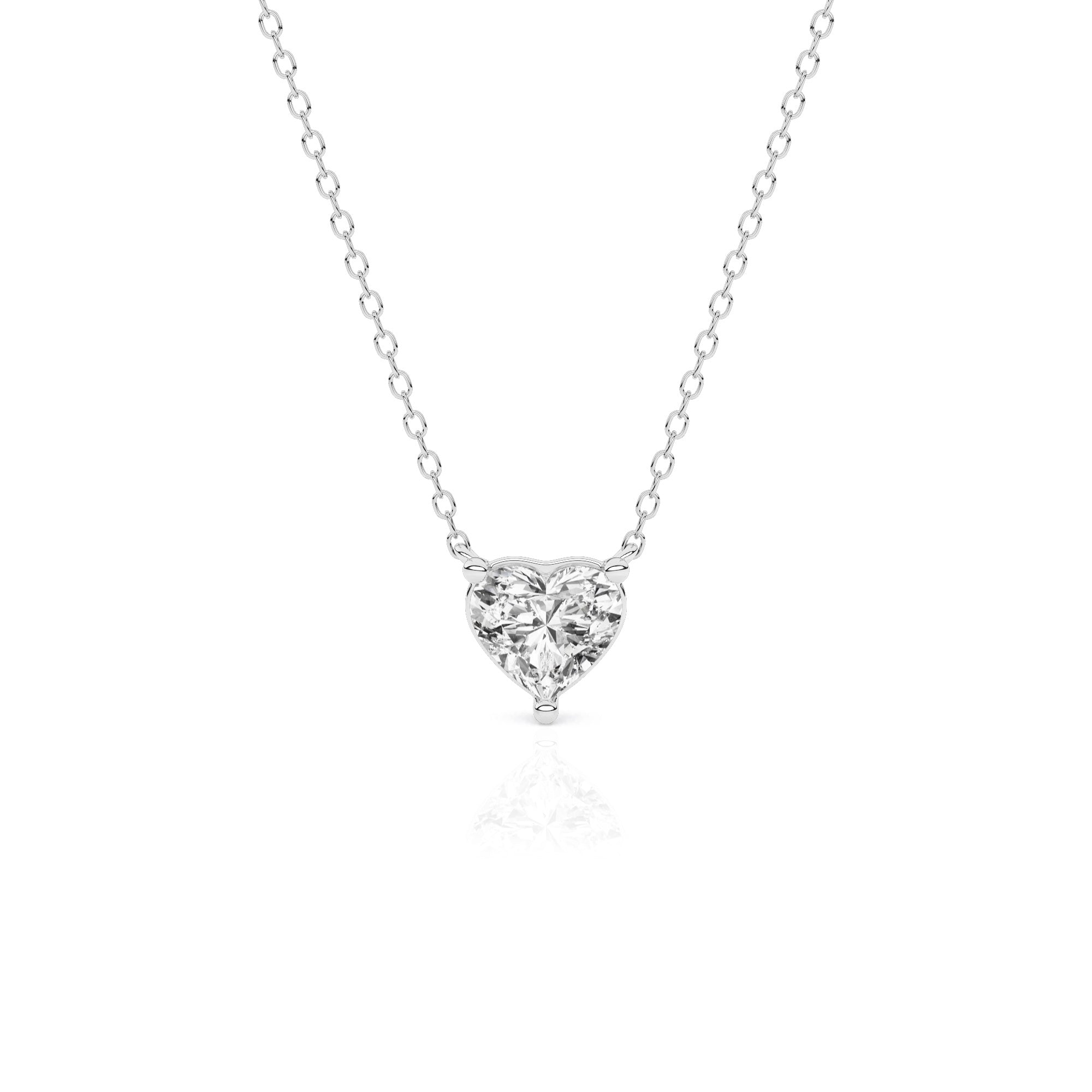 Womens | Solitaire Pendant Necklace | 14K White Gold | 1.60 CTW Heart Shape Lab Grown Diamond | F-VS