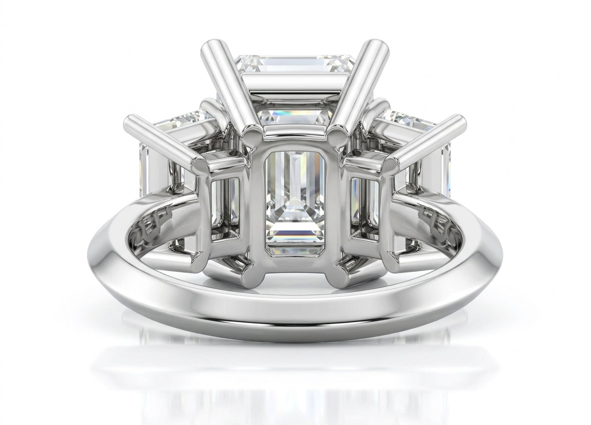 Womens | 3 Stone Engagement Ring | 14K White Gold | 7 CTW Emerald Cut Lab Grown Diamond | F-VS