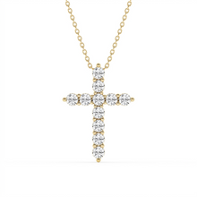 Womens | Cross Pendant Necklace | 14K Yellow Gold | 1 CTW Round Cut Lab Grown Diamond | G-SI
