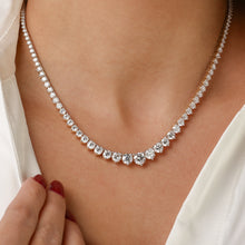 Womens | Riviera Tennis Necklace | 18K Yellow Gold | 13 CTW Round Cut Lab Grown Diamond | G-VS