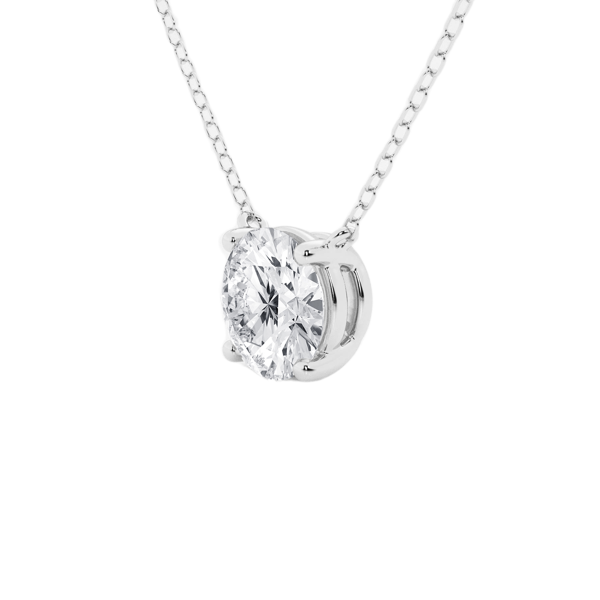 Womens | Solitaire Pendant Necklace | 14K White Gold | 2 CTW Round Cut Lab Grown Diamond | F-VS2